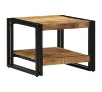 SYDE Table basse en bois massif de manguier 50 x 50 x 38 cm | Base en fer résistant, surface lisse, multi-usages pour salon ou chambre, nettoyage facile