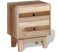 SYDE Table de chevet en bois massif recyclé | 2 tiroirs, fabriqué à la main, style vintage, meuble d'appoint, couleur variée
