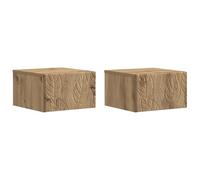 SYDE Table latérale murale 2 unités. Chêne Artisan | Rectangulaire 34,5 x 33 x 20 cm, tiroir en bois, compact pour salon ou chambre