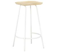 SYDE Tabourets de cuisine 4 unités en bois massif de manguier | Avec repose-pieds, finition blanche, utilisation dans un bar ou un pub, maximum de 110 kg par siège