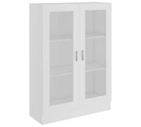 SYDE Vitrine en bois contreplaqué blanc 82,5 x 30,5 x 115 cm | 3 compartiments, 2 portes, bibliothèque polyvalent, nettoyage facile, pour salon et chambre