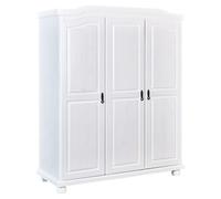 SYDNEY - Armoire 3 Portes + Penderie Bois Massif Vernis Blanc