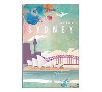 Sydney Australia Plaque en étain vintage Décoration murale pour maison, cuisine, bar, terrasse, grotte 20 x 30 cm