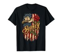 Sydney Chapeau de Cowboy Drapeau américain Rose T-Shirt Graphique avec Valeur