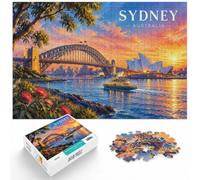 Sydney Opera House and Harbour Bridge at Suns Puzzle, 1000 pièces | Pour faire une pause loin des écrans : ce puzzle 1000 pièces adulte peut se faire seul ou se partager.