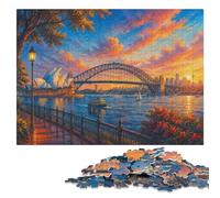 Sydney Opera House and Harbour Bridge at Suns Puzzle en Bois, 1000 pièces | Un moment puzzle à partager: une méthode de montage claire sur plusieurs sessions.