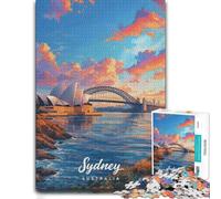 Sydney Opera House and Harbour Bridge at Suns Puzzle en Bois, 300 pièces | Un loisir manuel à la maison - un loisir concentré autour de la table à la maison.