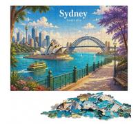 Sydney Opera House and Harbour Bridge Puzzle en Bois, 1000 pièces | Un loisir d'intérieur concentré: moins de temps devant les écrans pendant une soirée calme.