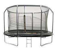 Sydney Trampoline Enfant Ovale 366x244cm Noir Trampoline de Jardin avec Filet et Échelle