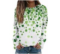 SYDUZAX 2025 Sweatshirt Saint Patrick Imprimé Femmes Pull Manches Longues Col Rond pour Femmes Hauts St Patrick's Day Lucky Grande Taille Sweat Oversize Tunique Blouses Décontracté Tops Coupe Ample