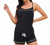 SYDUZAX Caraco avec Shorts Couleur Unie Nuisette Lingerie Nuit Chic Sexy été Vêtements de Nuit Bas de Pyjama Confortable Doux Respirant