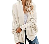 SYDUZAX Cardigan Blanc Femme Manches Longues Veste Grande Taille Couleur Unie Femme Tricoté Gilet Devant Ouvert Manteau Outwear Automne Hiver Cardigan Femme Chic Et Elegant Sweater Ample Mode Blouson