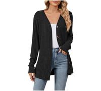 SYDUZAX Cardigan Femme Automne Cardigan Manches Longues Ouverte Devant pour Femmes Veste Long Tricoté avec Boutonné Pull Manteau Léger Ample Mode Gilet Long Femme Décontracté Loose Casual Pas Cher
