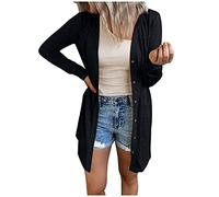 SYDUZAX Cardigan Femme Grande Taille Couleur Unie Gilet Femme Long Ouverte Devant Décontracté Veste Femme Longue Cardigan Léger avec Boutons Manches Longue Automne Femme Manteau Respirant Ample