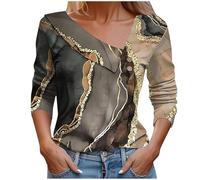 SYDUZAX Chemise Femme Tunique Chemisier à Imprimé Tie-Dye pour Femmes Hauts à Revers Polyvalente Boutonnée Décontracté Pull Manches Longues Col en V T-Shirt Femme Ample Mode Tunique Casual Loose