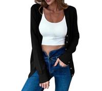 SYDUZAX Chemisiers et Blouses Femme Cardigan en Tricot Manches Longues Boutonné Gilet Blanc Femme Pull Doux et Confortables Automne Hiver Gilet Longue Ample Mode Décontracté Hauts Pas Cher Casual