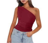 SYDUZAX Débardeur Femme T-Shirts sans Manche Sexy Haut Chic Slim Fit Épaules Dénudées Débardeurs Décontracté Coupe Ajustée Chemises Couleur Unie de Plage Gilet Eté Tunique Crop Tops Mode Ample