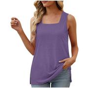 SYDUZAX Debardeur Sport Femme T-Shirt sans Manches Couleur Unie Grande Taille Col Carré Haut Femme de Plage Chic Tee Shirt Fitness Doux Confortables Yoga Tank Top Debardeur Décontracté Coupe Ample