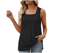 SYDUZAX Debardeur Sport Femme T-Shirt sans Manches Couleur Unie Grande Taille Col Carré Haut Femme de Plage Chic Tee Shirt Fitness Doux Confortables Yoga Tank Top Debardeur Décontracté Coupe Ample