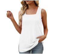SYDUZAX Debardeur Sport Femme T-Shirt sans Manches Couleur Unie Grande Taille Col Carré Haut Femme de Plage Chic Tee Shirt Fitness Doux Confortables Yoga Tank Top Debardeur Décontracté Coupe Ample