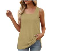SYDUZAX Debardeur Sport Femme T-Shirt sans Manches Couleur Unie Grande Taille Col Carré Haut Femme de Plage Chic Tee Shirt Fitness Doux Confortables Yoga Tank Top Debardeur Décontracté Coupe Ample