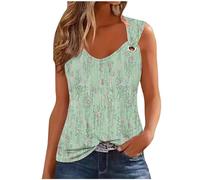 SYDUZAX Débardeurs D'été Imprimé pour Femme Coupe Ample T-Shirts sans Manches Décontractés T-Shirts Col Rond Débardeur Confortable Tunique Classique Top Loungewear Camisole Pas Cher Casual Mode