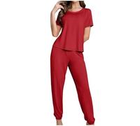 SYDUZAX Ensemble de Pyjama Deux Pièces Loungewear T-Shirt Manches Courtes+Pantalon à Jambes Larges 2 Pcs Vêtement De Nuit Vêtements D'Intérieur Ensemble De Pyjama Hiver Doux à Porter Et Confortable