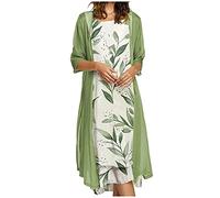 SYDUZAX Ensemble Deux Pièces Robe Casual Cardigan Chic et Elegant Glamour Robe Femme 2 Pieces Cérémonie Tenue Mi Longue Soiree Robe Imprimé Floral Décontracté Boheme Chic Robe Femme Pas Cher