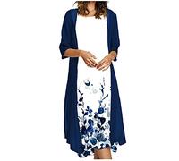 SYDUZAX Ensemble Deux Pièces Robe Casual et Elegant Glamour Cérémonie Tenue Mi Longue Soiree Imprimé Floral Décontracté Boheme Chic Femme Pas Cher