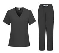 SYDUZAX Ensemble Femme Uniforme Médicale 2 Pièce Vêtement de Travail Pour Soins De Santé Costume Ensemble Travail Femme Blouse à Manches Courtes et Pantalons Femme Vêtements Médicals Tenue Infirmiere