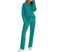 SYDUZAX Ensemble Pyjama Femme Manches Longues Col Rond Vêtements De Nuit Ample Et Chaud Pour Femme Pyjama Ensemble Haut Manches Longues Grande Taille Costume Automne Et Hiver Doux et Confortables