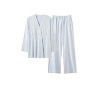 SYDUZAX Femme Ensemble de Pyjama de Maternité Costume Grossesse pour Femme Tenues d'allaitement Vêtements de Nuit Pull Manches Longues Col en V Grossesse Ensemble Pyjama Couleur Unie Grande Taille
