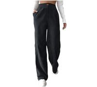 SYDUZAX Femme Pantalon en Velours Côtelé Taille Haute Pantalons De Travail Femme Droite Pantalon Blanc Décontracté avec Poches Baggy Pantalons Couleur Unie Mode Pantalon Léger Comfortable Automne
