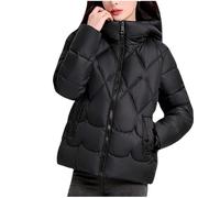 SYDUZAX Femme Veste à Capuche Chaude Parka Hiver Manches Longues Couleur Unie Pour Femme Manteaux Outwear avec Fermeture éclair Veste Matelassee Femme Doudoune Grande Taille Coupe Ample Casual Loose