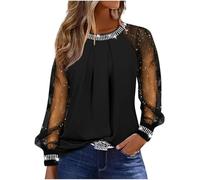 SYDUZAX Haut Femme Paillettes Brillantes T-Shirt Sexy Manches Longues Fête Soirée Party Club Tops avec Paillettes Femme Chemisiers et Blouses Femme Chic et Élégant Vêtements Tunique Casual Loose
