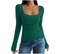 SYDUZAX Hauts à Manches Longues pour Femmes Pull en Dentelle Femme Couleur Unie pour Tenues Quotidiennes Vêtements à La Mode Ample Doux et Confortables Tops Coupe Ajustée Tunique Casual Loose