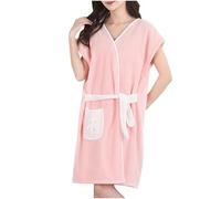 SYDUZAX Peignoir De Bain Femme sans Manches Robe De Chambre Vêtements De Maison avec Ceinture Séchage Rapide pour Femmes Chemise De Nuit Poches Chaude Vêtements De Détente Pyjama Grande Taille