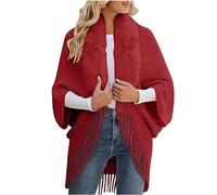 SYDUZAX Poncho Fourrure Châle Étole Femme Cape avec Col en Fausse Fourrure Hiver Chaud Blanc Femme Cardigan Tricoté Manteau Pour Femme Automne Hiver Poncho Coat Chaud Manteau Manches Longues