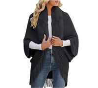 SYDUZAX Poncho Fourrure Châle Étole Femme Cape avec Col en Fausse Fourrure Hiver Chaud Blanc Femme Cardigan Tricoté Manteau Pour Femme Automne Hiver Poncho Coat Chaud Manteau Manches Longues