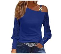 SYDUZAX Pull Blanc Femme Manches Longues Épaules Dénudées Tops de Sport Tunique Hauts Grande Taille Couleur Unie Blouse Tunique Casual Loose Décontractées Pull-Over pour Tenues Quotidiennes Respirant