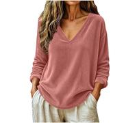 SYDUZAX Pullover en Velours Côtelé Femmes Pull à Manches Longues Femme Grande Taille Hauts Polyvalente Lâche Respirant Blouse Tunique Casual Loose Tops Doux et Confortables Décontracté