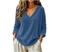 SYDUZAX Pullover en Velours Côtelé Femmes Pull à Manches Longues Femme Grande Taille Hauts Polyvalente Lâche Respirant Blouse Tunique Casual Loose Tops Doux et Confortables Décontracté