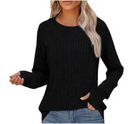 SYDUZAX Pulls Chaud Femme Grande Taille Couleur Unie Pullover Tricot Femme Automne Hiver Tops Confort Chaud Tunique Sweatshirts Manches Longues Sweat Mode Ample Tee Shirt Femme Doux Confortables