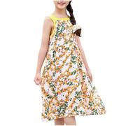 SYDUZAX Robe de Plage Enfants Imprimé à Fleurs Mignon Chemise de Nuit Filles Pour La Maison Robe Femme Printemps Eté Sans Manches Jupe Respirante Pour Enfants et Filles 3-16 Ans