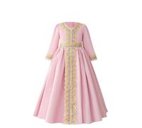 SYDUZAX Robe de Princesse Fille Musulmane Broderie Exquise Soirée Ete Robes de Mariée Filles Manches Longues Col V Vêtements Longue Ample Enfant Chic et Elegant Vacances Mignon Casual 4-8 Ans