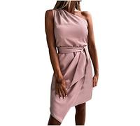 SYDUZAX Robe de Soirée Sexy Pour Femme Robes de Mariage Blanche Irrégulière Décontractée Bretelles Slim Fit Robe Chic et Élégant sans Manches Robe Asymétrique Épaule Dénudée Grande Taille Pas Cher