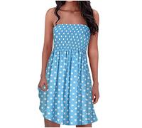 SYDUZAX Robe Femme Bandeau Boheme Chic Floral Imprimé élastique Robe Femme Eté Bustier sans Manches Robe de Plage Robe Débardeur Simple Mode Décontractée Pas Cher Casual Robe Fluide Maxi Ample