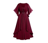 SYDUZAX Robe Gothique Femme Manches Longues Halloween Robe de Soiree Sexy Robes Medievale Femmes Doux Confortables Tunique Dress De Cérémonie Pour Femme Ronde Dress en Maille