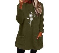 SYDUZAX Robe Pull Femme Polaire Chaud Haut d'hiver Grande Taille pour Femme Robe Sweat Manche Longue Col Rond Automne Hiver Chandails Tunique Casual Loose Femme Pullover Doux et Confortables