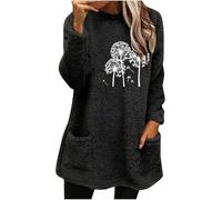 SYDUZAX Robe Pull Femme Polaire Chaud Haut d'hiver Grande Taille pour Femme Robe Sweat Manche Longue Col Rond Automne Hiver Chandails Tunique Casual Loose Femme Pullover Doux et Confortables
